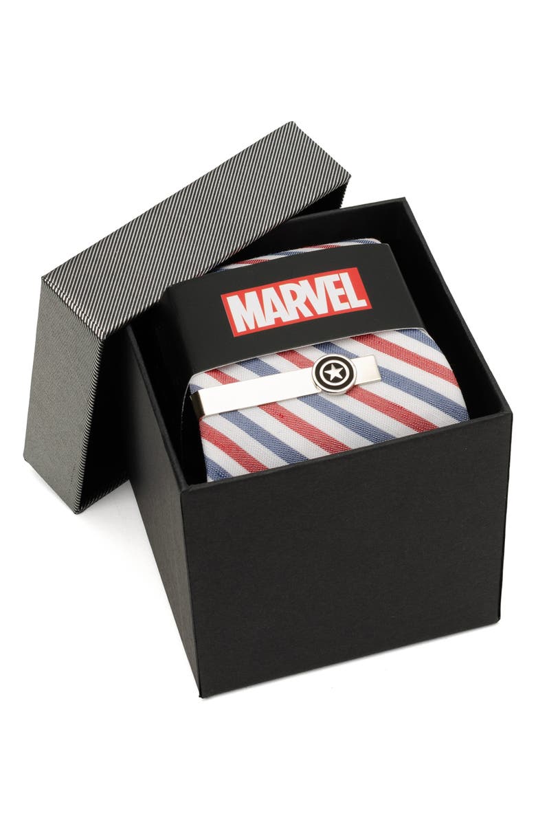 Cufflinks, Inc. Captain America Shield Tie Bar & Tie Set, Alternate, color, Multi