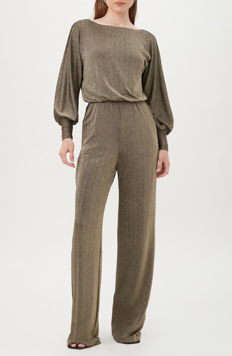 Trina Turk Europa Metallic Long Sleeve Jumpsuit, Main, color, 