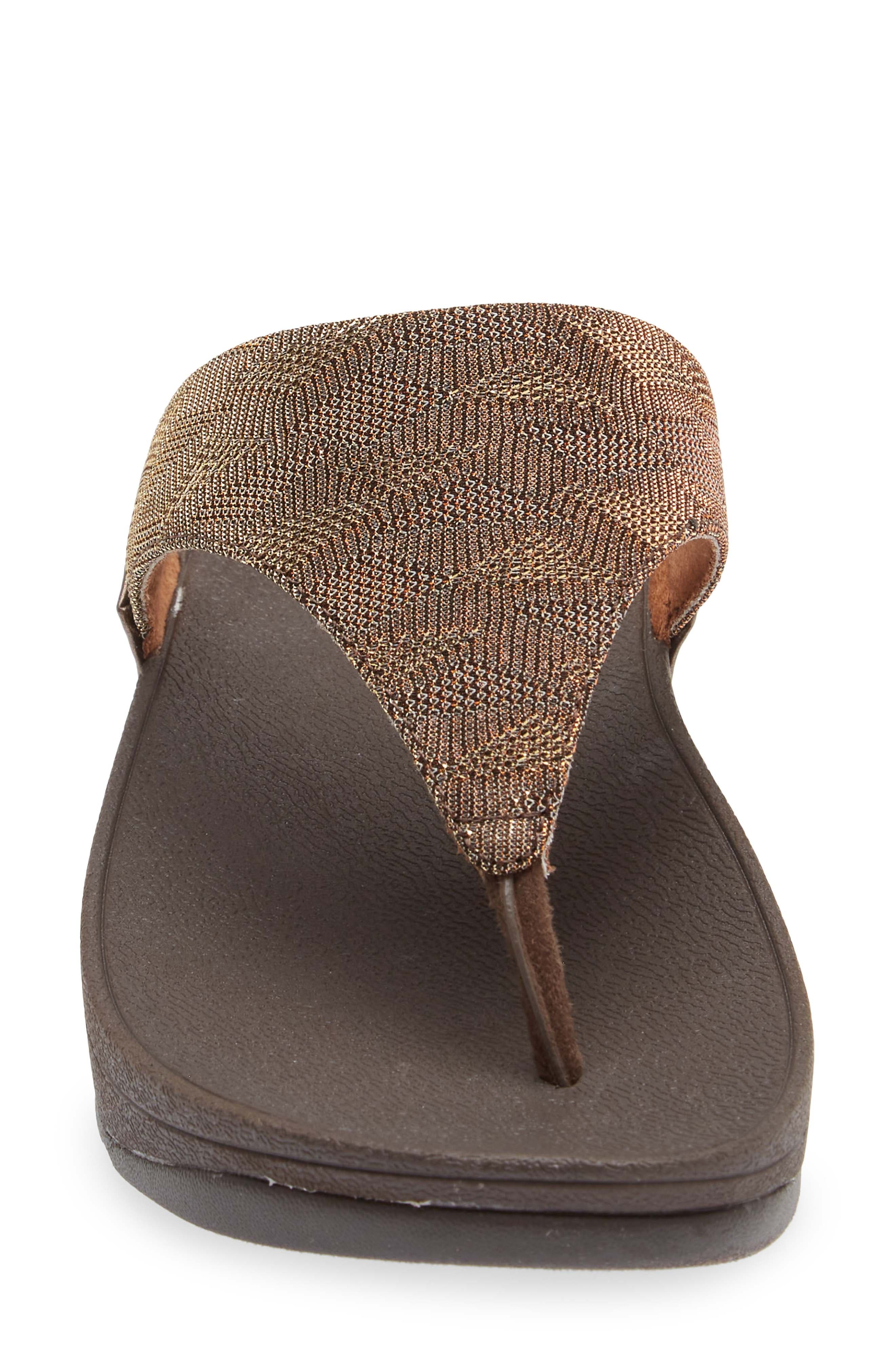 Lulu Glitz Toe Post Sandal, Alternate, color, CHOCOLATE METALLIC