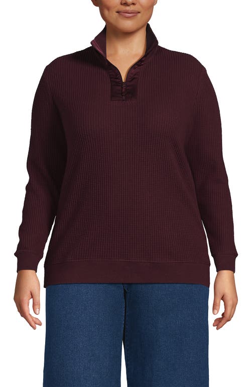 Lands' End Long Sleeve Waffle Quarter Zip Pullover In Multi