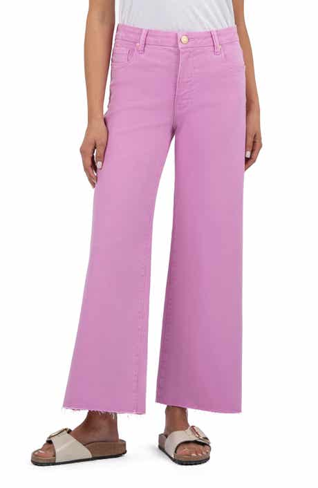 KUT from the Kloth Meg Fab Ab Raw Hem High Waist Ankle Wide Leg Jeans