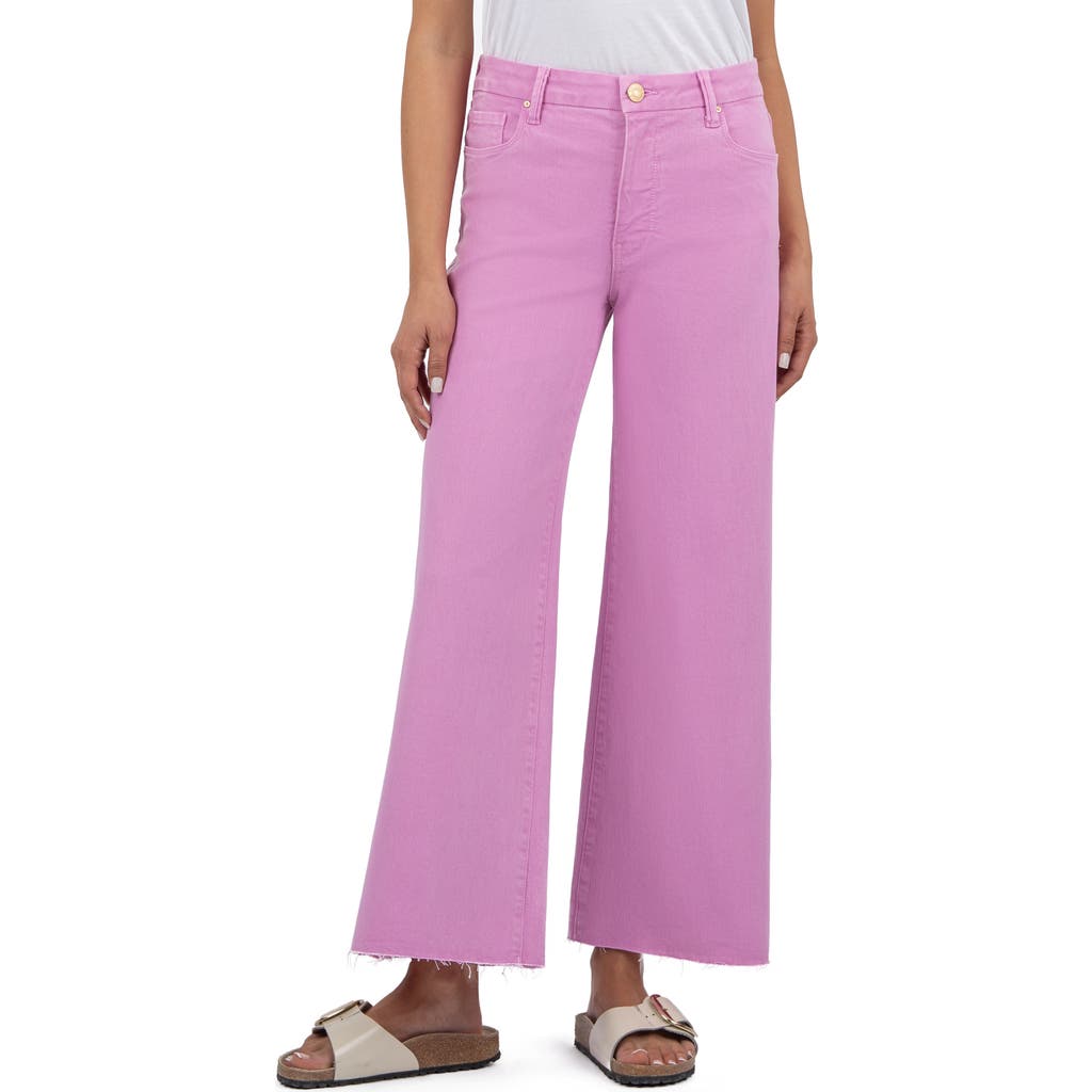 Kut From The Kloth Meg Fab Ab Raw Hem High Waist Ankle Wide Leg Jeans In Peony Pink
