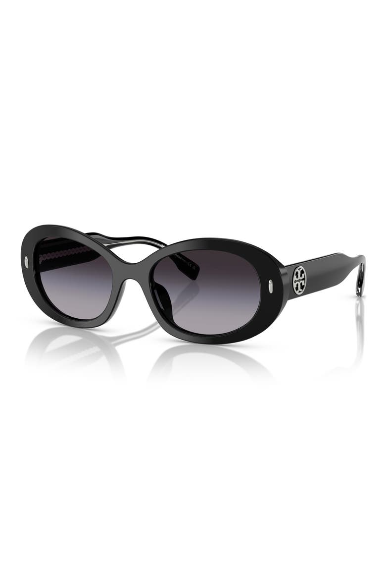 53mm Gradient Oval Sunglasses, Alternate, color, BLACK