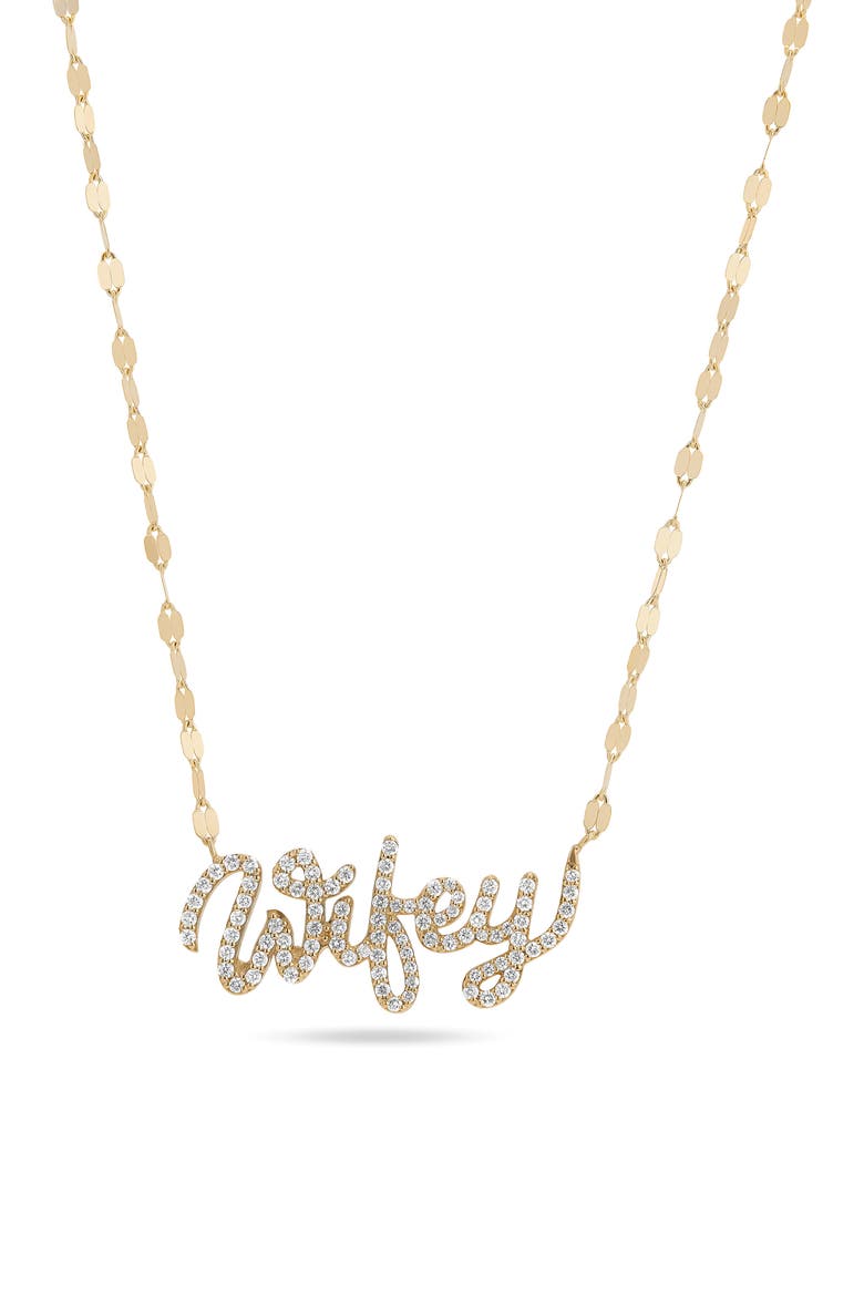 Wifey Diamond Script Necklace, Main, color, YELLOW GOLD
