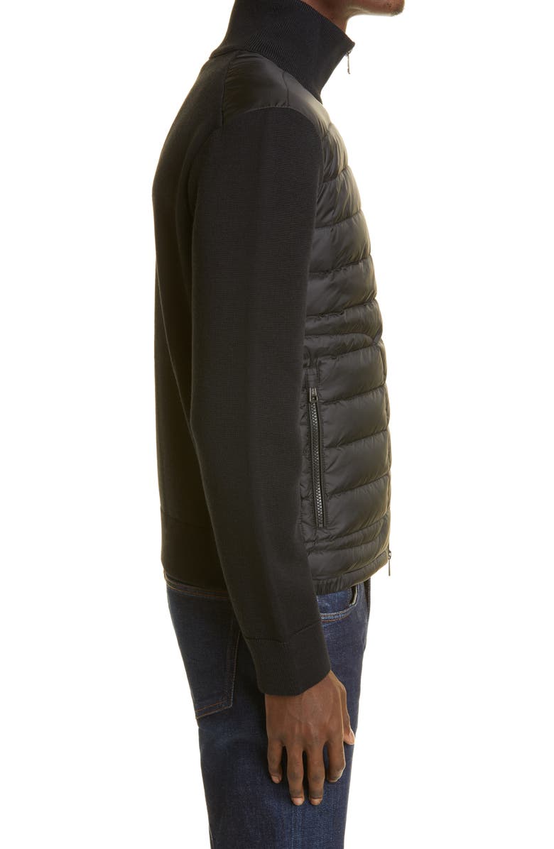 Moncler Quilted Down & Knit Cardigan, Alternate, color, 