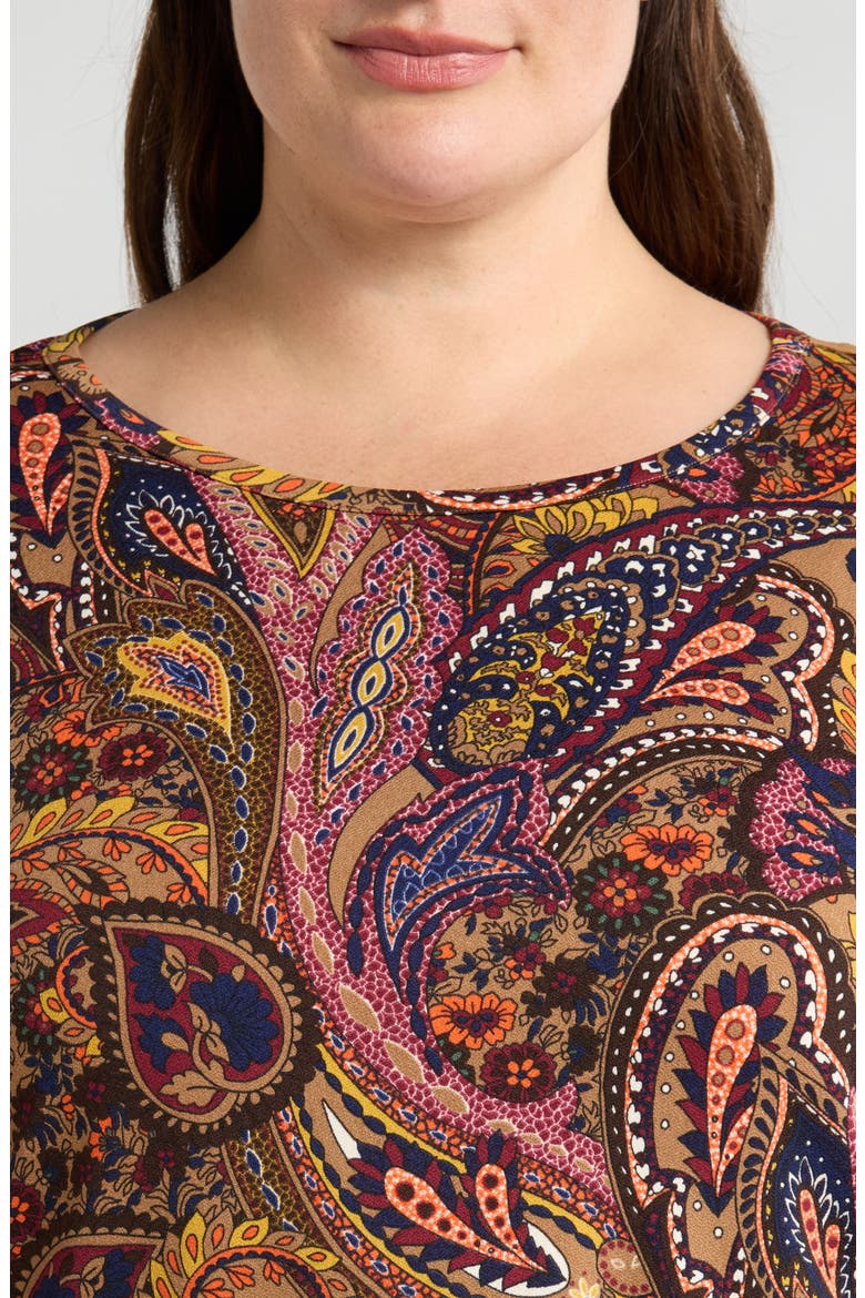 Moss Print Crepe Top, Alternate, color, CARAMEL MULTI