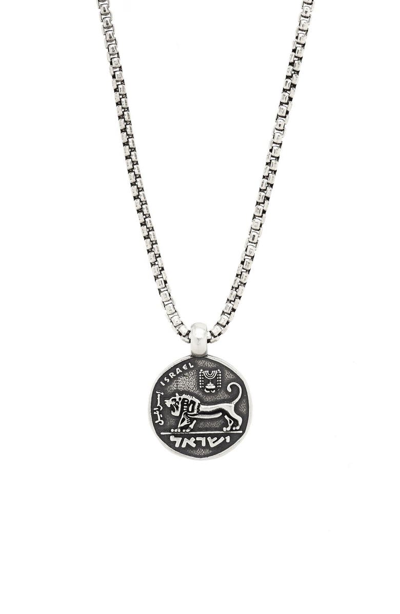 Degs & Sal Coin Pendant Necklace, Main, color, Silver