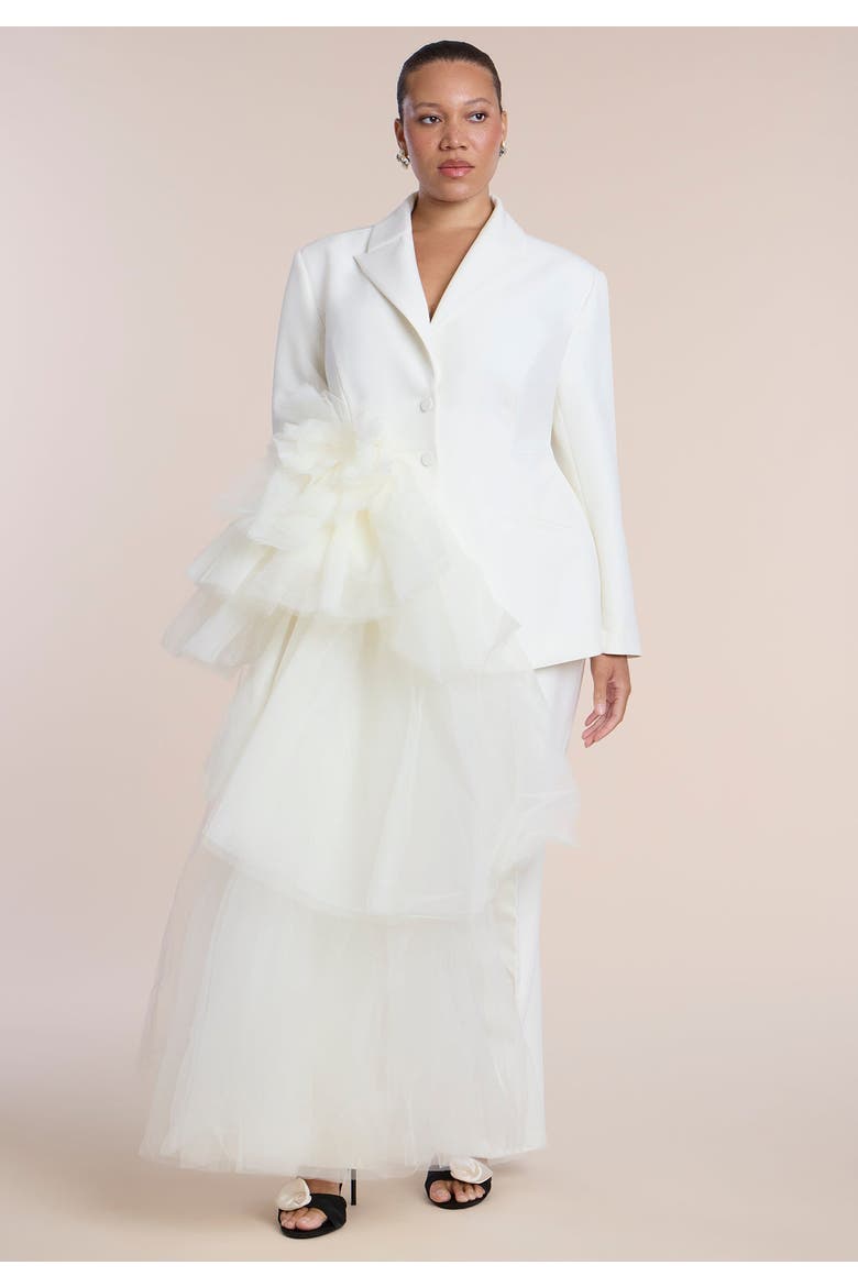 Dramatic Tiered Tulle Blazer, Main, color, COCONUT MILK