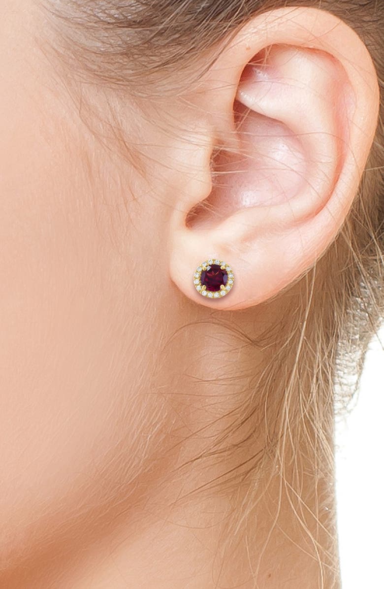 EFFY Halo Rhodolite Garnet & Diamond Stud Earrings - 0.12ct., Alternate, color,