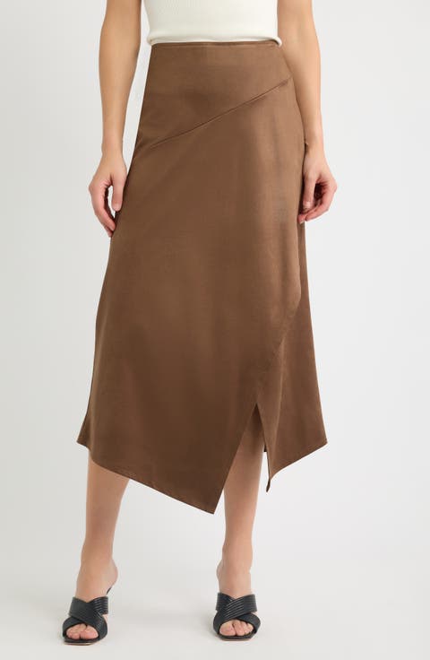 Faux Suede Asymmetric Midi Dress
