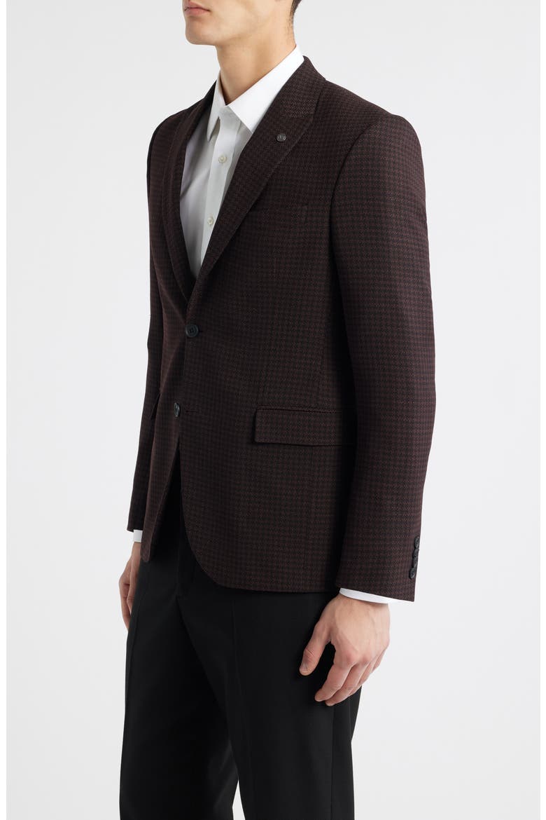 Rawdon Slim Fit Burgundy Microcheck Textured Peak Lapel Sport Coat, Alternate, color, BURGUNDY