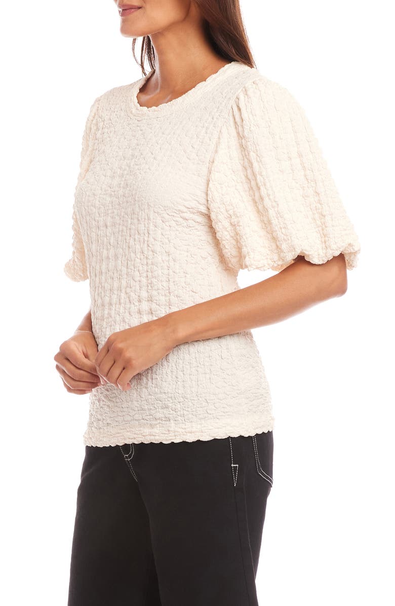 Karen Kane Puff Sleeve Textured Shirt, Alternate, color, Cream