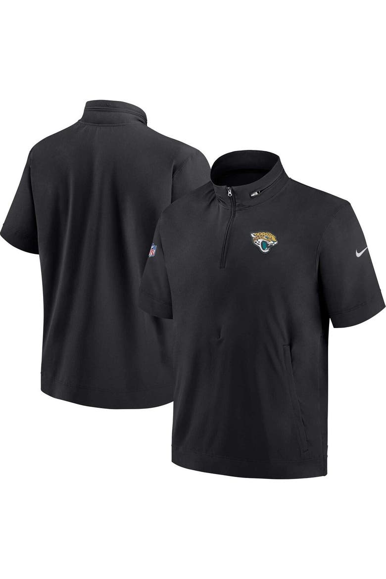 Men's Nike  Black Jacksonville Jaguars Sideline Coach Short Sleeve Hoodie Quarter-Zip Jacket, Alternate, color, Black