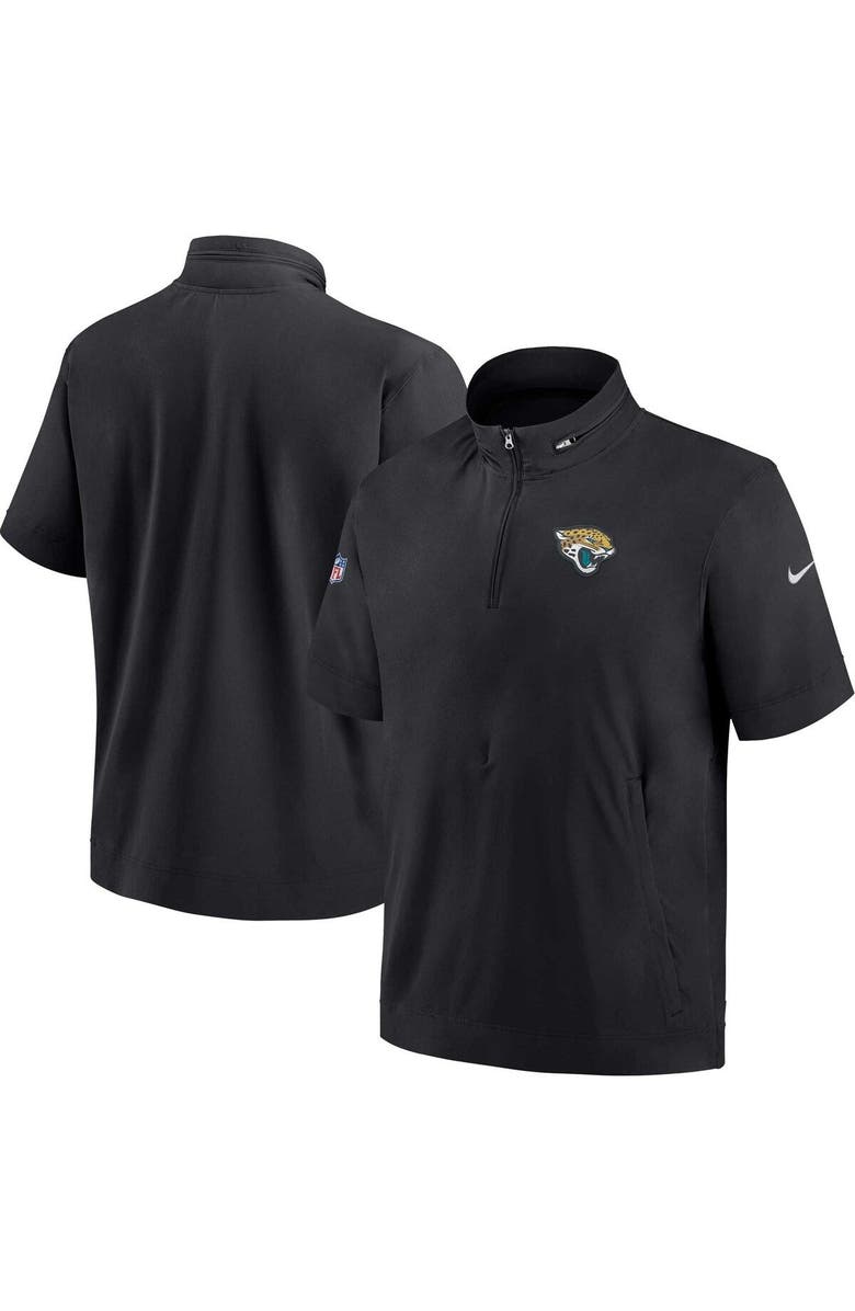 Nike Men's Nike Black Jacksonville Jaguars Sideline Coach Short Sleeve Hoodie Quarter-Zip Jacket, Main, color, Black