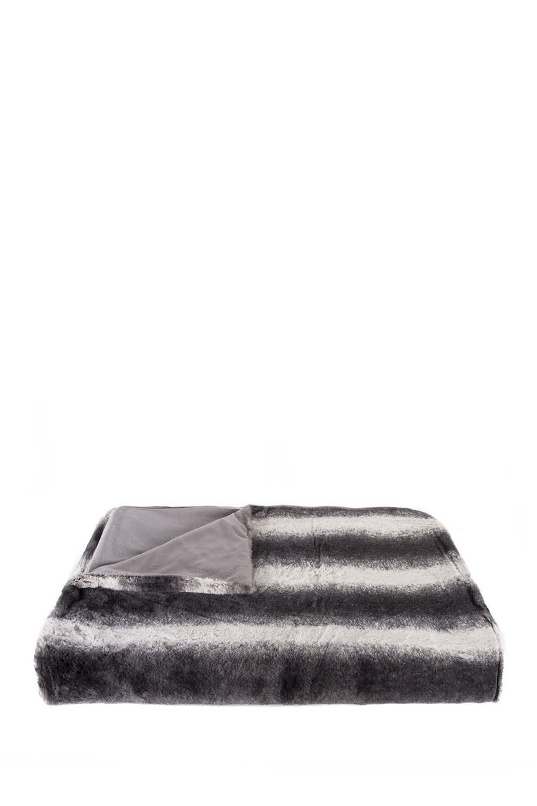 Irving Faux Fur Throw Blanket, Alternate, color, CHARCOAL/WHITE