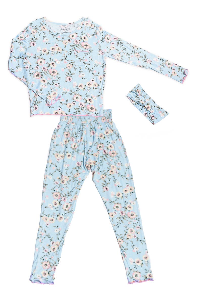 Baby Grey by Everly Grey Charlie Fitted Two-Piece Pajamas & Head Wrap Set, Main, color,
