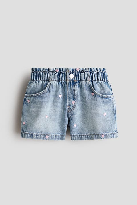 Embroidered Denim Shorts