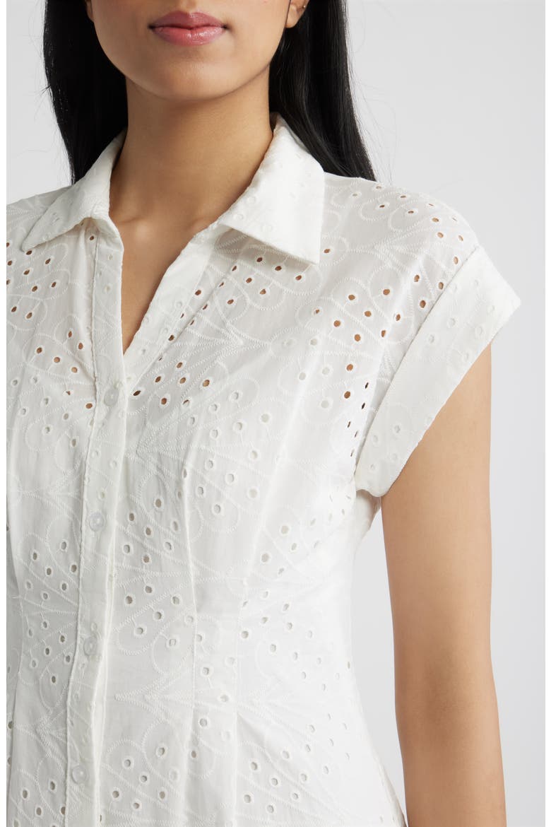 Cotton Broderie Anglaise Shirtdress, Alternate, color, WHITE