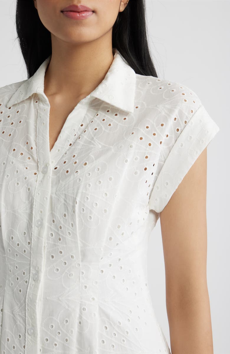 Julia Jordan Cotton Broderie Anglaise Shirtdress, Alternate, color, White