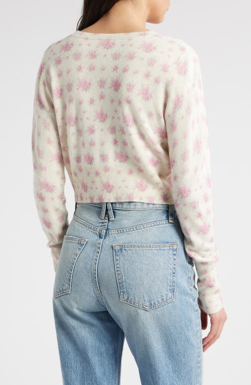 Loveshackfancy Adeanne Floral Print Crop Cardigan In Thulian Pink