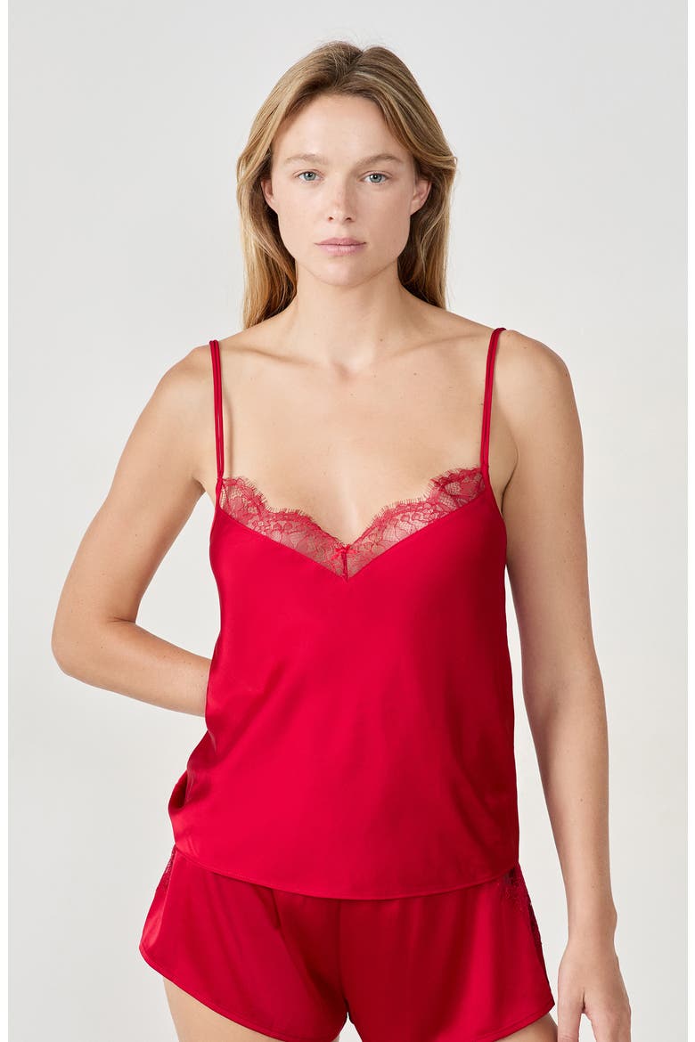 Confidence Lace Trim Camisole, Alternate, color, RED