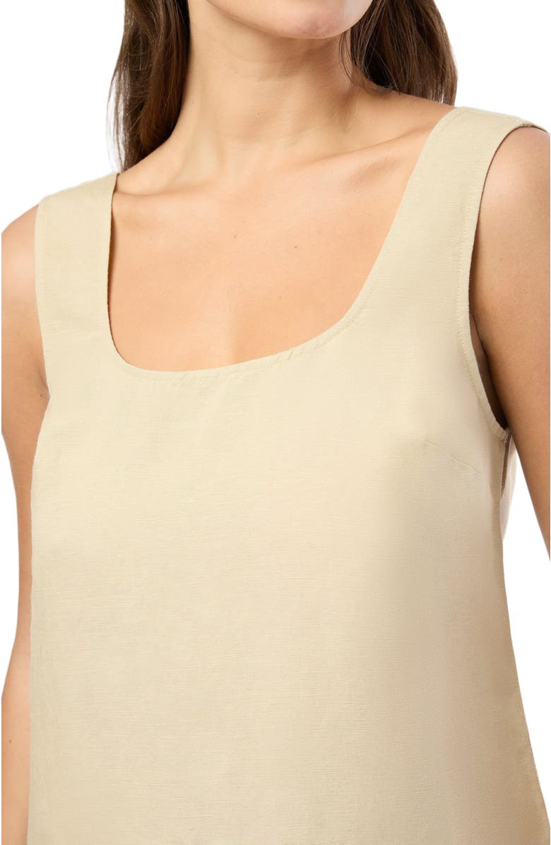 Onia Air Linen Scallop Mini Dress, Alternate, color, Jute