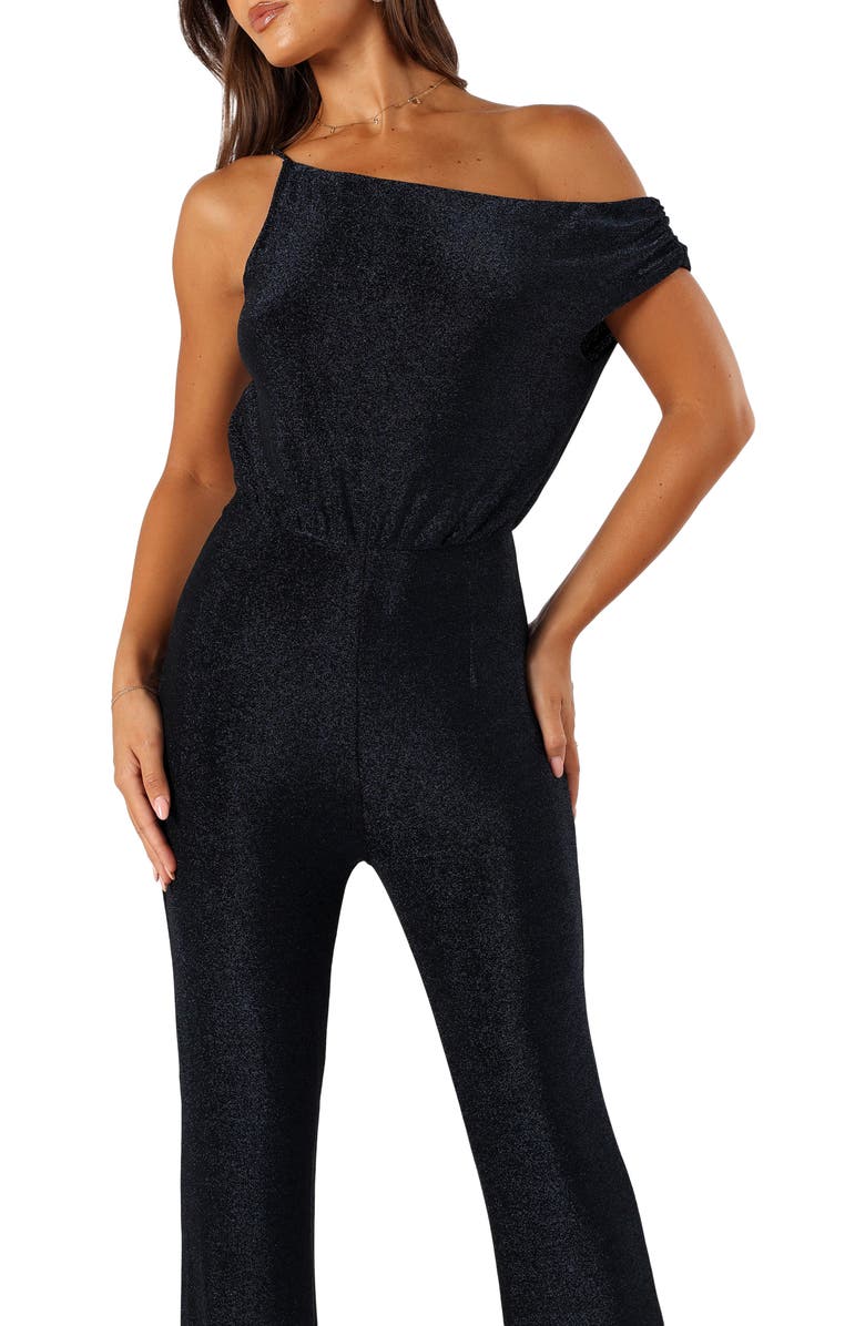 Petal & Pup Heather Sparkle One-Shoulder Jumpsuit, Alternate, color, Navy
