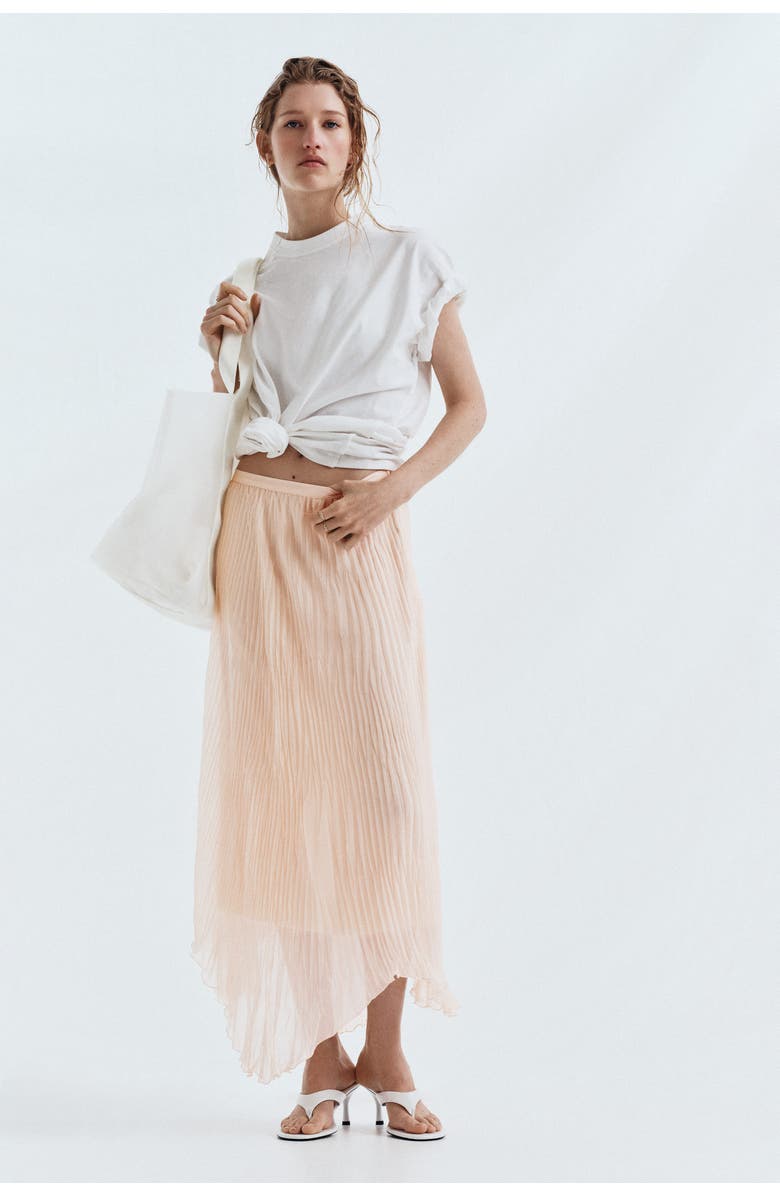 H&M Plissé Handkerchief Skirt, Alternate, color, Light Pink