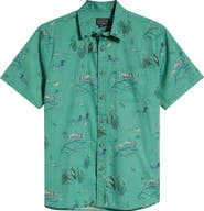 Pendleton Shoreline Nature Print Short Sleeve Cotton Button-Up Shirt