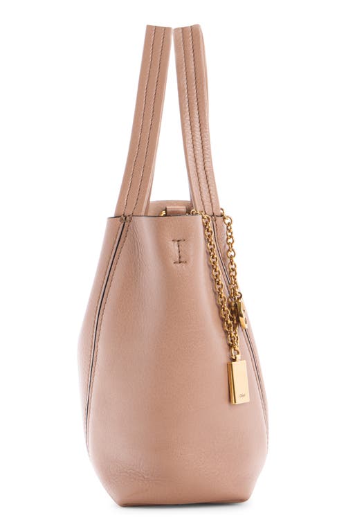 Chloé Small Spin Leather Crossbody Tote In Pink