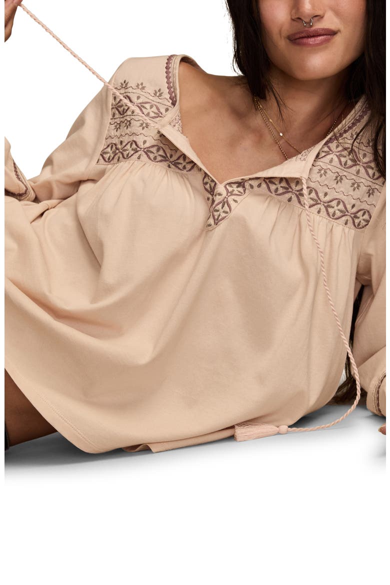 Embroidered Cotton Peasant Top, Alternate, color, PEACH BLOSSOM