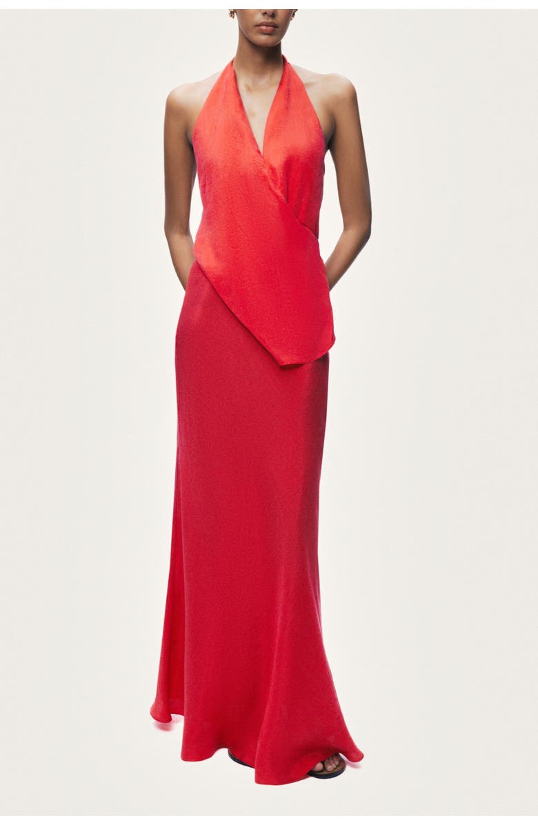 Nocturne Asymmetric Open-Back Halter Maxi Dress, Main, color, Red