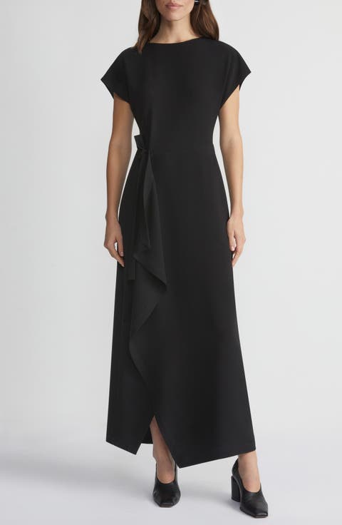 Tie Front Draped Crepe Dress