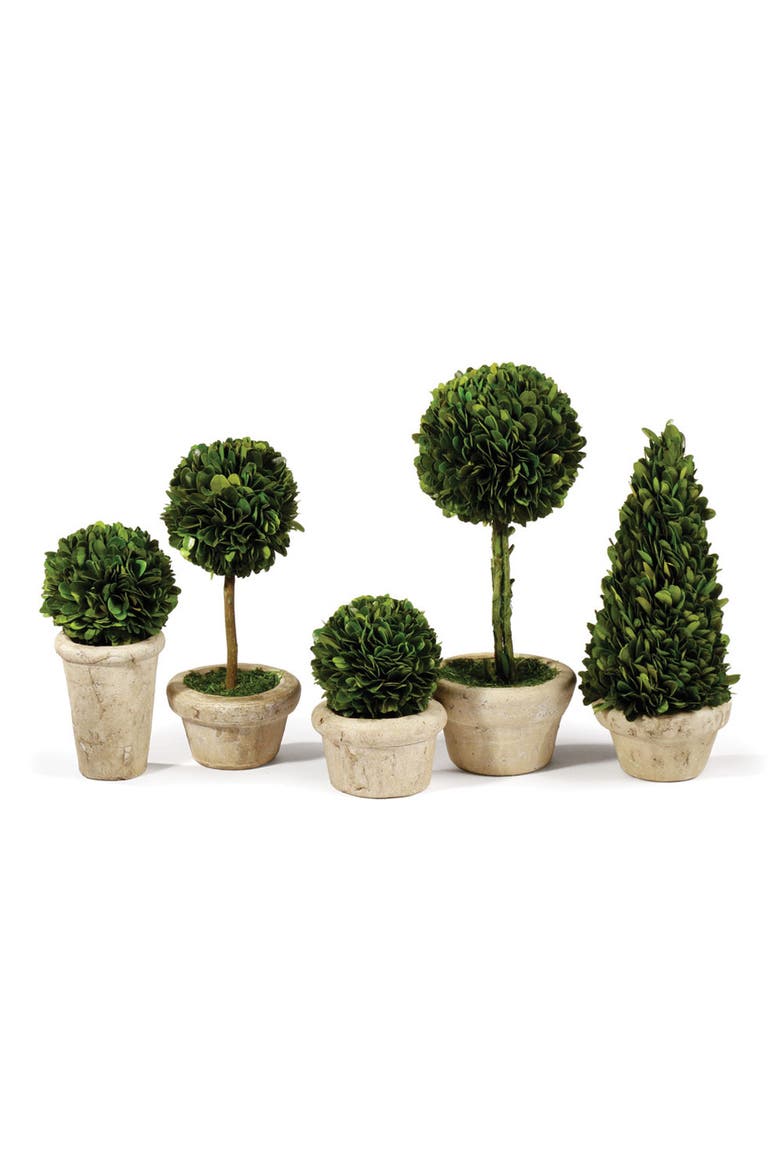 Boxwood Topiaries Faux (Fake) In Pots Set of 5, Main, color, Green