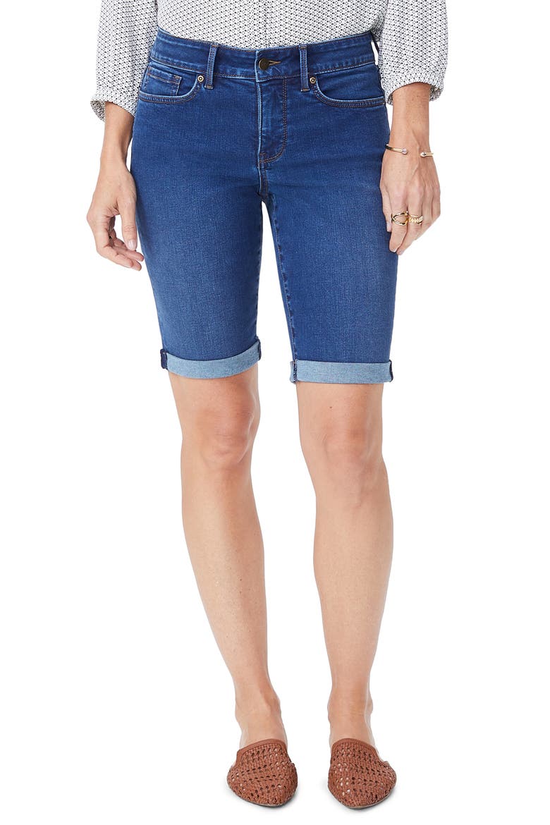 Briella Rolled Denim Bermuda Shorts, Main, color, COOPER