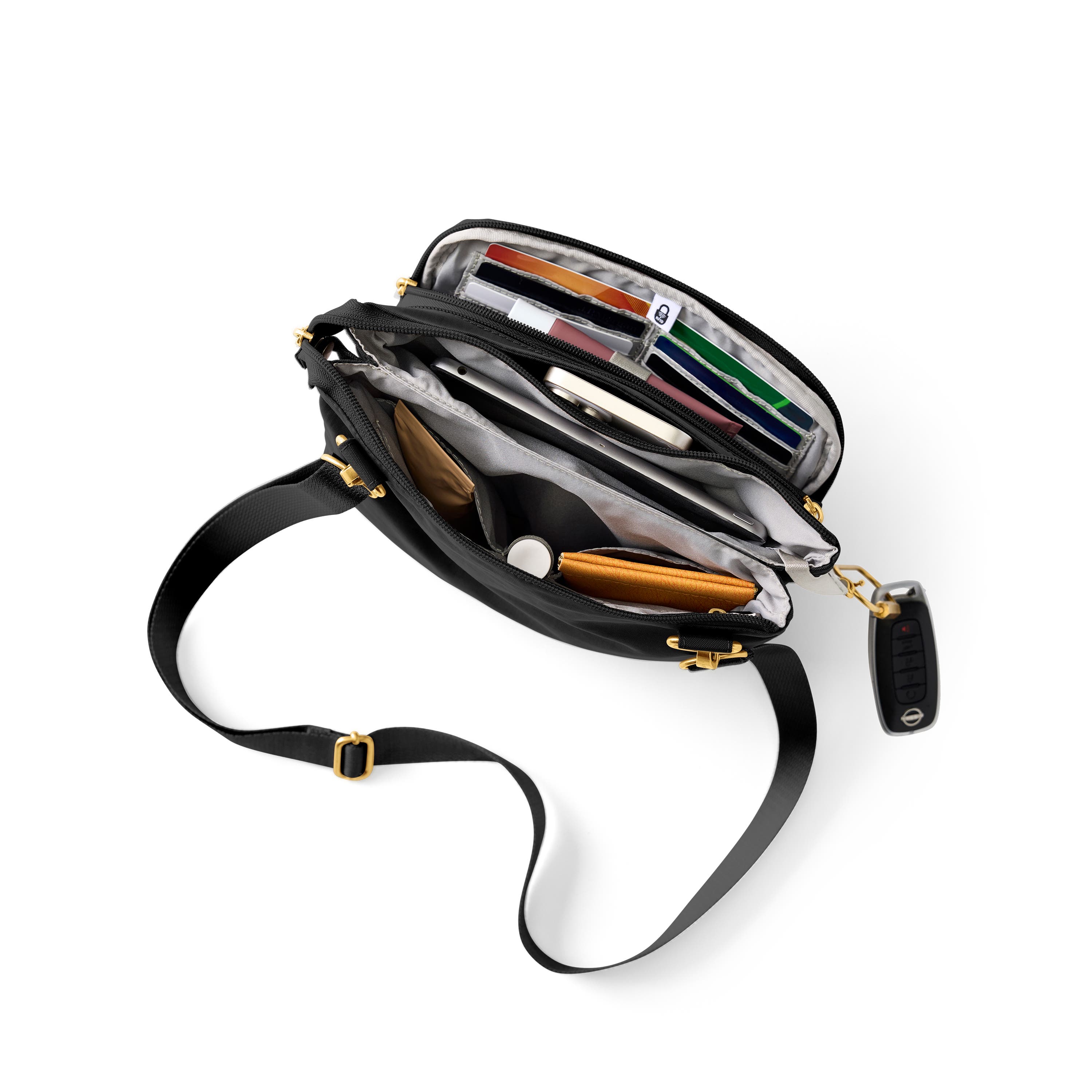 Out And About Crossbody Bag, Alternate, color, Black with Gold Hardware