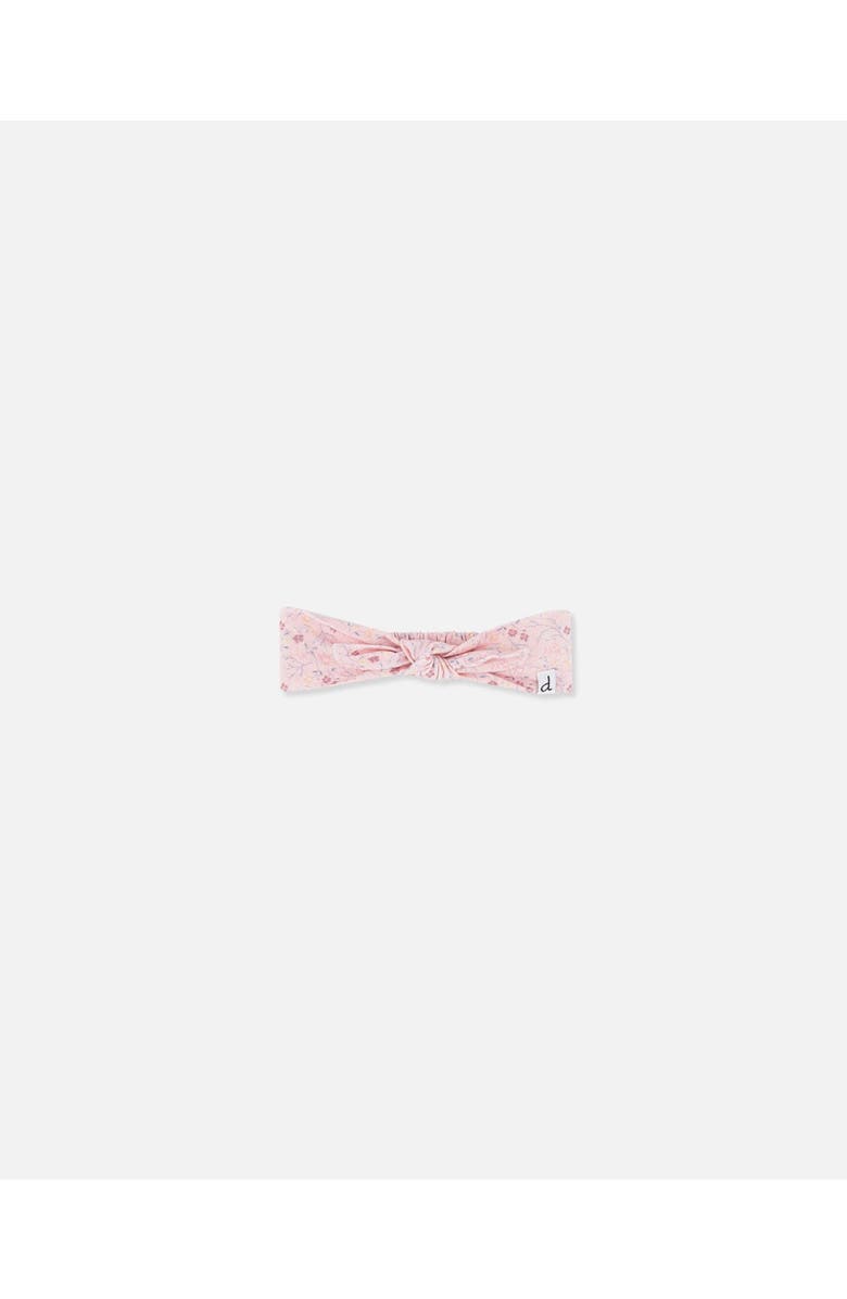 Deux par Deux Baby Girl's Organic Cotton Headband Printed Pink Small Flower, Main, color,