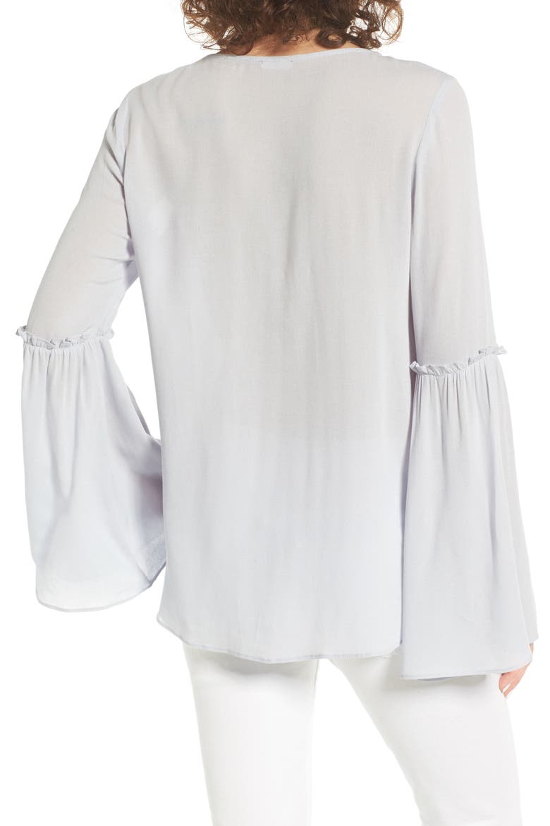 Ruffle Bell Sleeve Top, Alternate, color, GREY MICRO