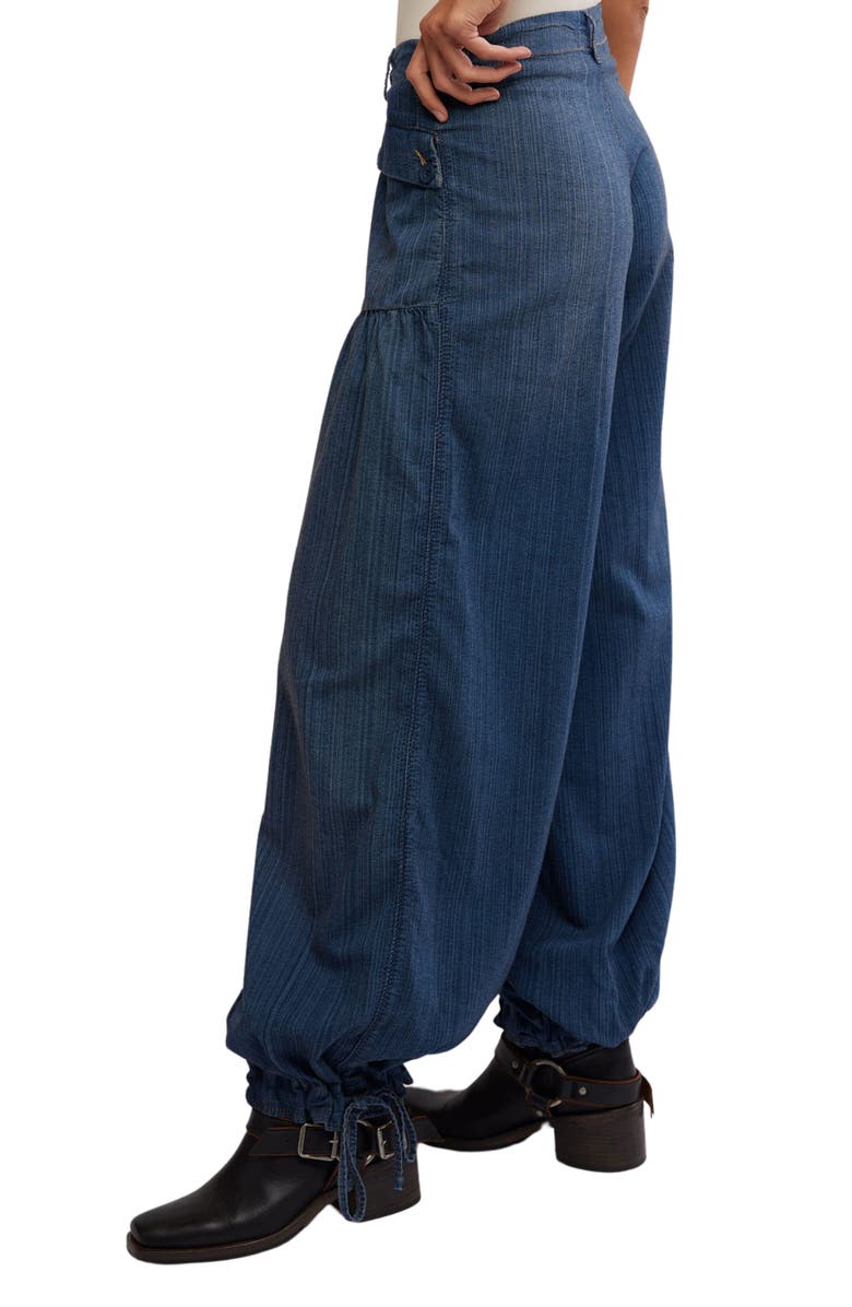 Free People Lotus High Waist Tie Hem Barrel Leg Jeans, Alternate, color, 