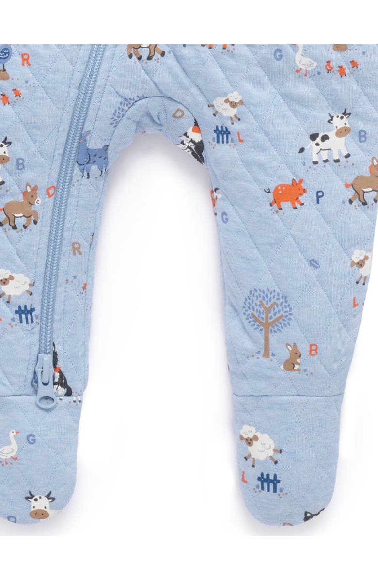 Purebaby Quilted Coverall Onsie, Alternate, color, Farm Alphabet Print