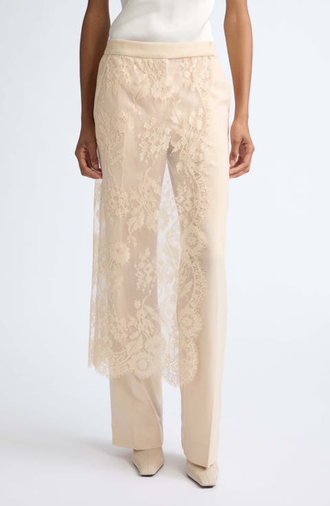 Valiant Lace Wrap Stretch Wool Straight Leg Pants
