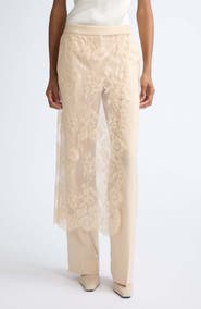 Zimmermann Valiant Lace Wrap Stretch Wool Straight Leg Pants