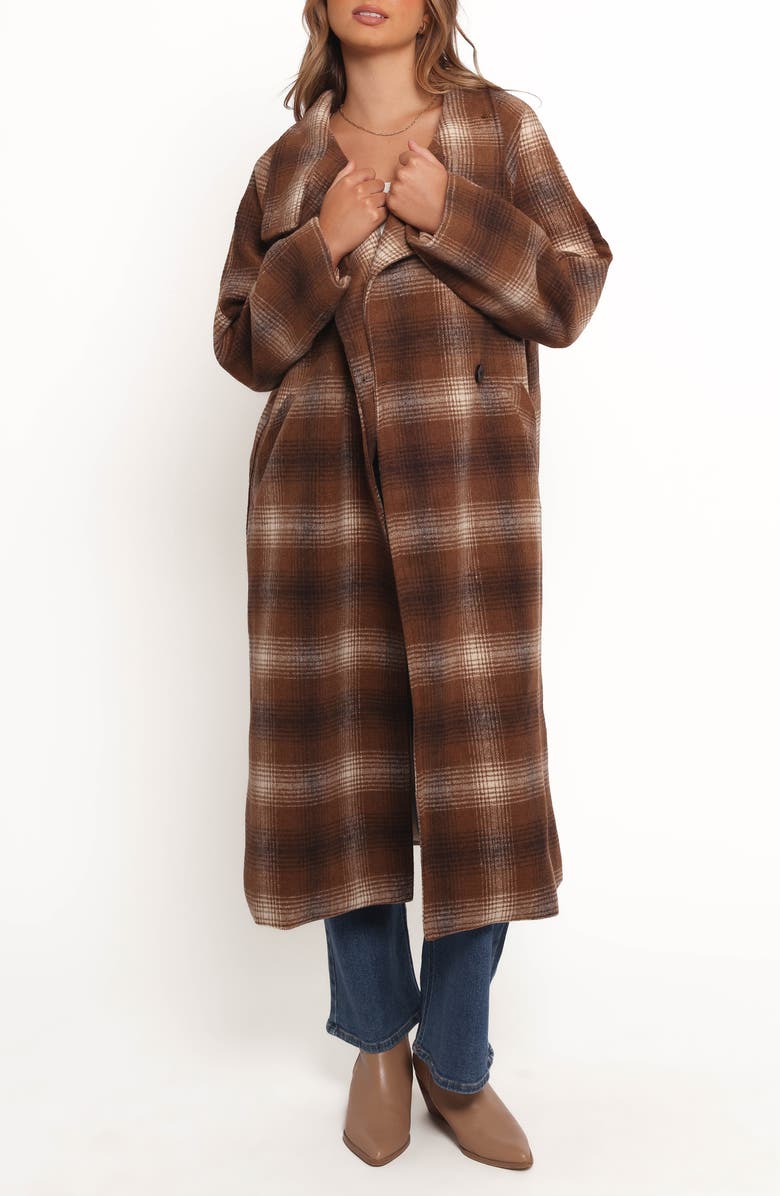 Petal & Pup Maya Plaid Coat, Main, color, Brown Check
