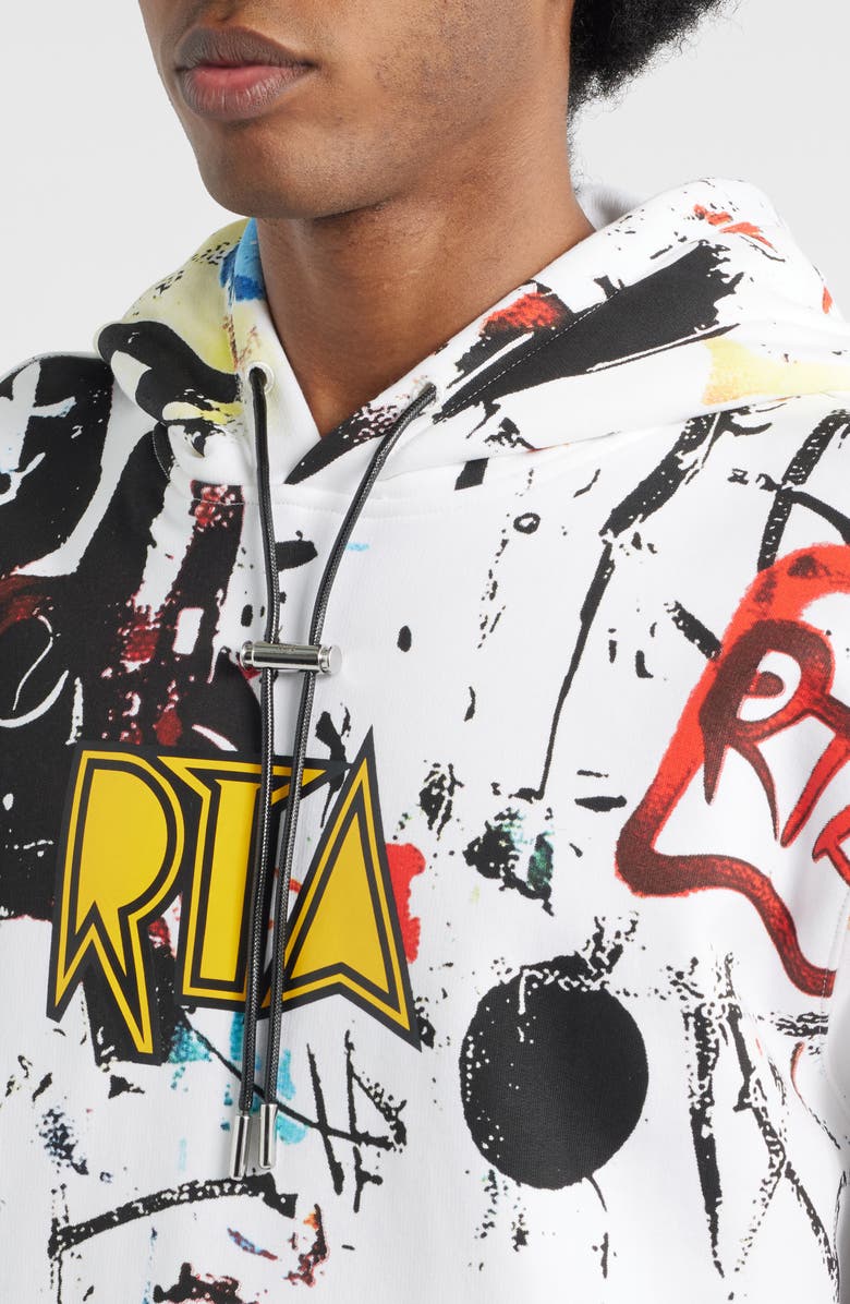 RtA Dion Graffiti Logo Graphic Hoodie, Alternate, color, White Graffiti
