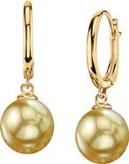 The Pearl Source Golden South Sea Pearl Huggie Tania Earrings