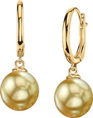 The Pearl Source Golden South Sea Pearl Huggie Tania Earrings
