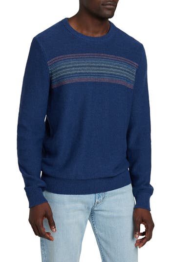Faherty Surf Stripe Crewneck Sweater In Blue