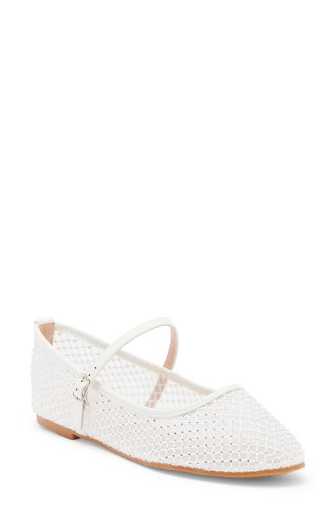 Rosario Rhinestone Mesh Mary Jane Flat (Women)
