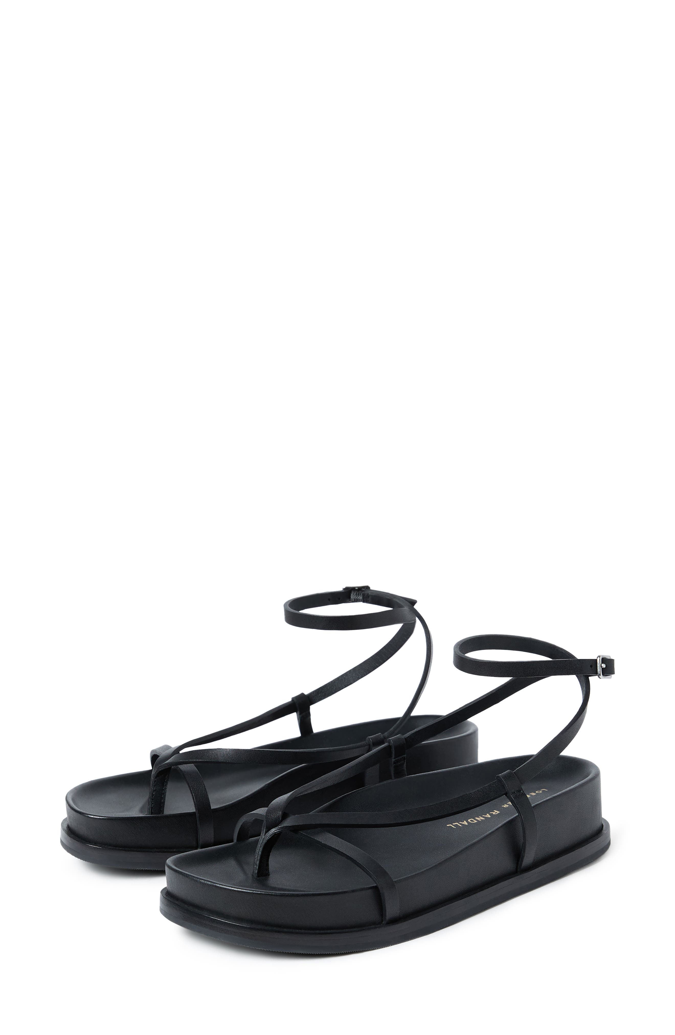 Loeffler Randall <p>Sonny Leather Ankle Wrap Sandal (Women) </p>, Alternate, color, Black