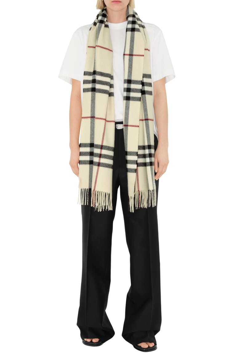 Giant Check Washed Cashmere Scarf, Main, color, STONE